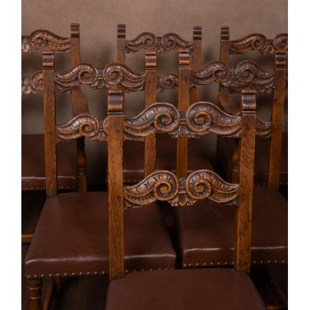 Edwardianischer antiker Eichen Esstisch Stühle englisch ca 1890