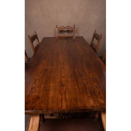 Edwardianischer antiker Eichen Esstisch Stühle englisch ca 1890