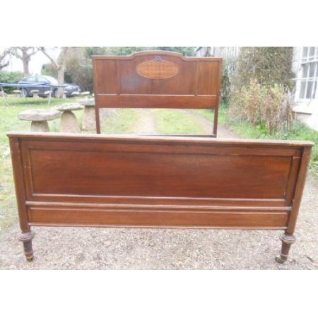 Edwardianisches antikes Mahagoni Doppelbett ca 1910