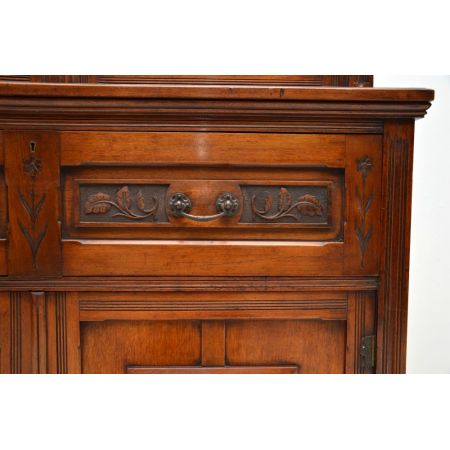 Antiker Arts & Crafts Bureau Bookcase Nussbaum Aufsatzsekretär englisch ca 1880