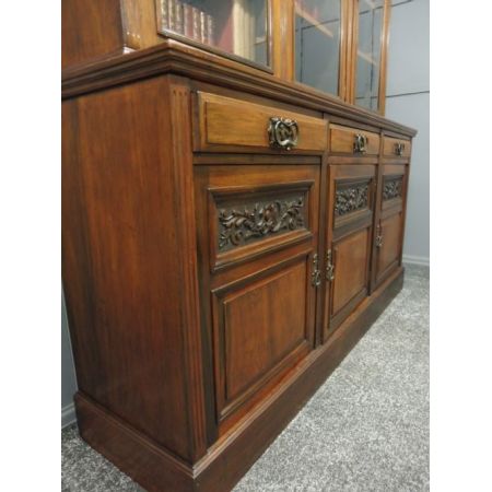 Viktorianischer antiker Nussbaum Bücherschrank englisch ca 1890