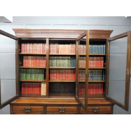 Viktorianischer antiker Nussbaum Bücherschrank englisch ca 1890