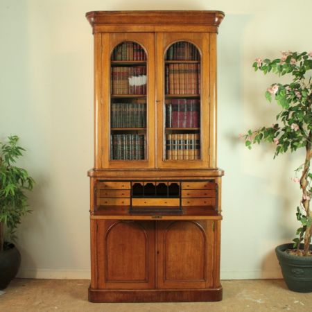 Viktorianisches antikes Eichen Bureau Bookcase englisch ca 1860
