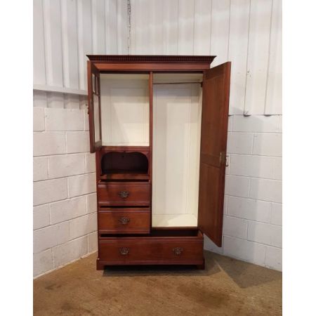 Edwardianischer antiker Nussbaum Kleiderschrank britisch ca 1900