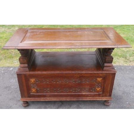 Antike britische Sitzbank Klosterbank Eiche ca 1930