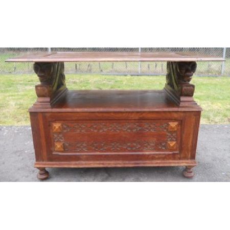 Antike britische Sitzbank Klosterbank Eiche ca 1930