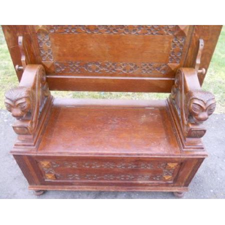 Antike britische Sitzbank Klosterbank Eiche ca 1930