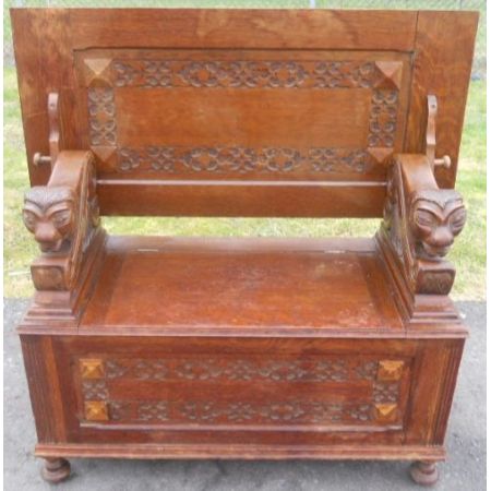 Antike britische Sitzbank Klosterbank Eiche ca 1930