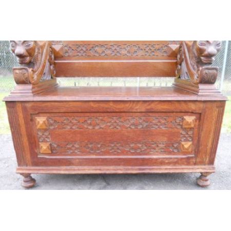 Antike britische Sitzbank Klosterbank Eiche ca 1930