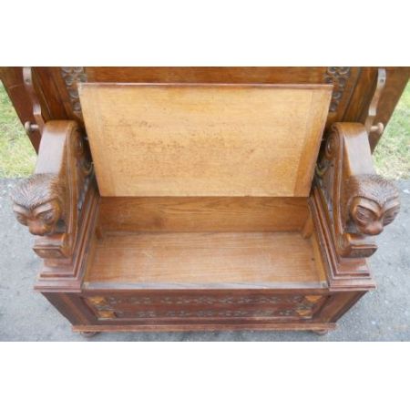 Antike britische Sitzbank Klosterbank Eiche ca 1930