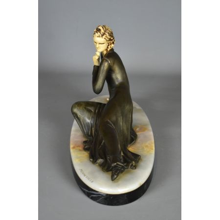 Antike Art Deco Bronzefigur Skulptur französisch Menneville 1930