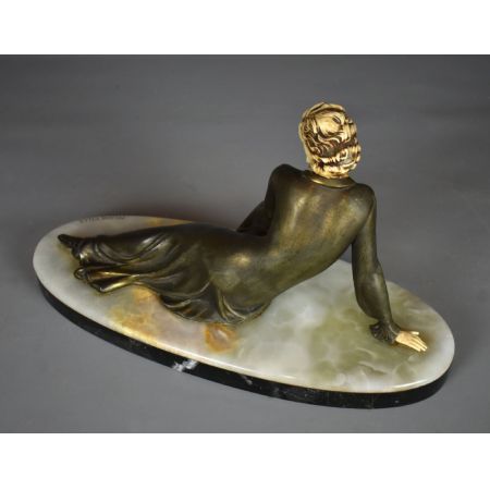 Antike Art Deco Bronzefigur Skulptur französisch Menneville 1930