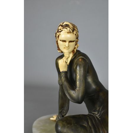 Antike Art Deco Bronzefigur Skulptur französisch Menneville 1930