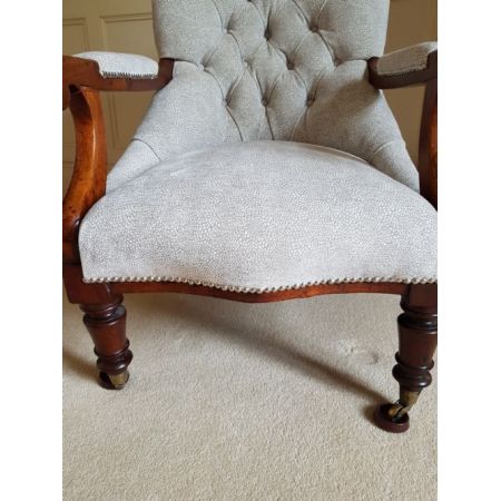 Viktorianischer Mahagoni Sessel Stoffsessel antik britisch ca 1860