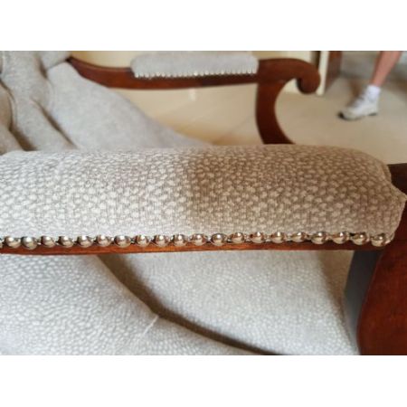 Viktorianischer Mahagoni Sessel Stoffsessel antik britisch ca 1860