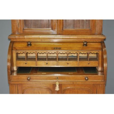 Viktorianischer antiker Eichen Bureau Bookcase britisch ca 1860