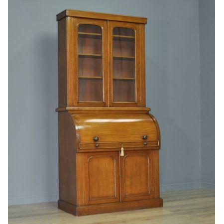 Viktorianischer antiker Eichen Bureau Bookcase britisch ca 1860