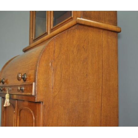 Viktorianischer antiker Eichen Bureau Bookcase britisch ca 1860