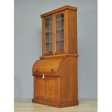 Viktorianischer antiker Eichen Bureau Bookcase britisch ca 1860