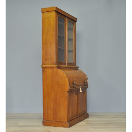 Viktorianischer antiker Eichen Bureau Bookcase britisch ca 1860