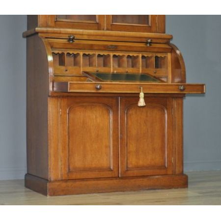 Viktorianischer antiker Eichen Bureau Bookcase britisch ca 1860