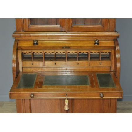 Viktorianischer antiker Eichen Bureau Bookcase britisch ca 1860