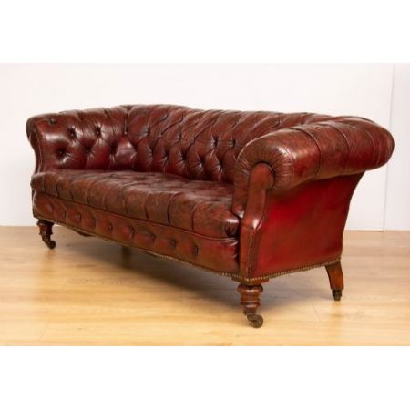 Viktorianisches britisches Chesterfield Sofa Leder antik ca 1860