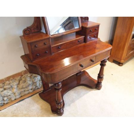 Antiker viktorianischer Massivholz Frisiertisch Mahagoni britisch ca 1870