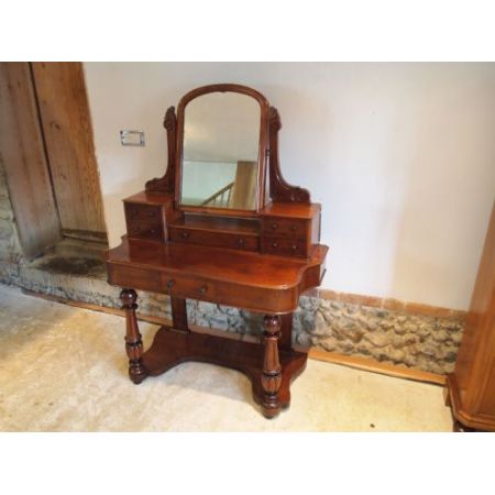 Antiker viktorianischer Massivholz Frisiertisch Mahagoni britisch ca 1870