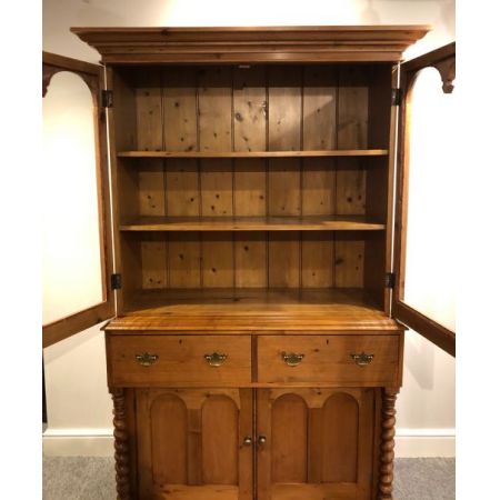 Viktorianischer antiker Weichholz Bücherschrank Kiefer britisch ca 1860