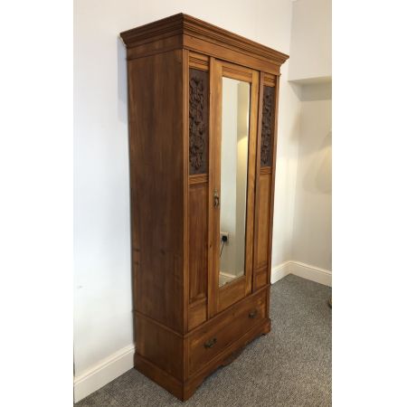 Edwardianischer antiker Satinholz Kleiderschrank britisch ca 1910