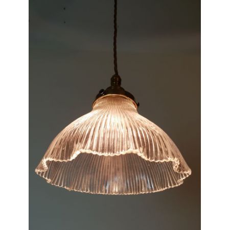 Edwardianische Holophane Deckenlampe Kristall Hängelampe britisch ca 1890