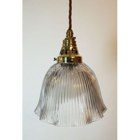 Antike britische Holophane Deckenlampe Hängelampe ca 1890