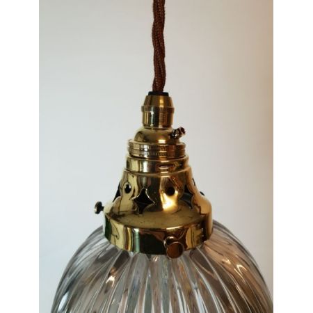 Antike britische Holophane Deckenlampe Hängelampe ca 1890