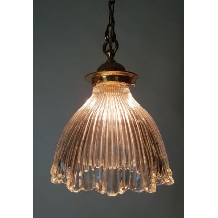 Antike britische Holophane Deckenlampe Hängelampe ca 1890