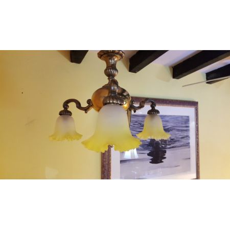 Antike Messing Deckenlampe Deckenleuchte britisch ca 1910