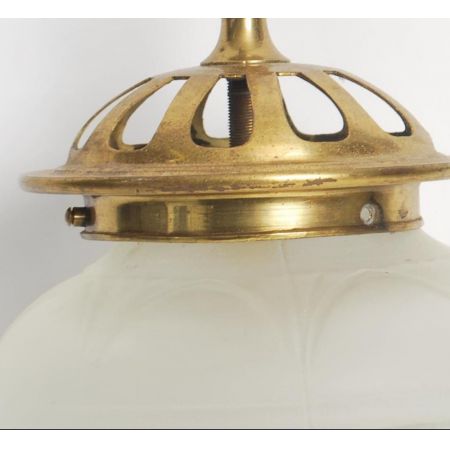 Edwardianische antike Glas Deckenlampe Messing Deckenleuchte englisch ca 1890