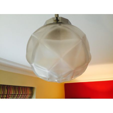 Englische Art Deco Deckenlampe Chrom antik ca 1930