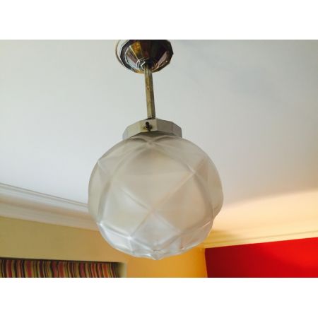 Englische Art Deco Deckenlampe Chrom antik ca 1930