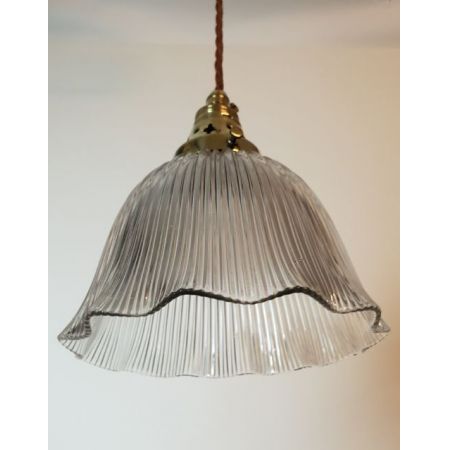 Edwardianische britische Holophane Deckenleuchte Hängelampe antik ca 1890