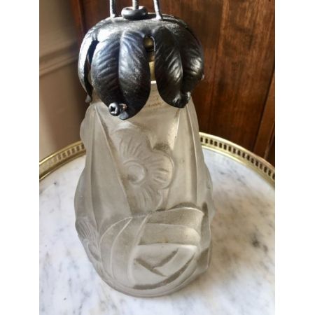 Antike britische Deckenlampe Glas ca 1920