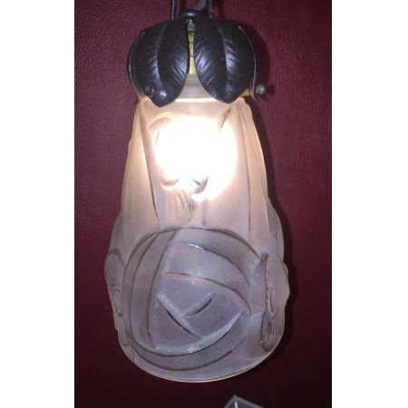 Antike britische Deckenlampe Glas ca 1920