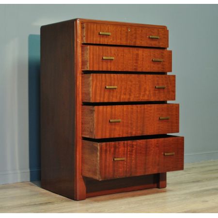 Antike britische Art Deco Mahagoni Kommode ca 1930