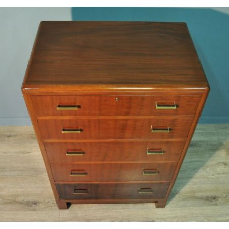 Antike britische Art Deco Mahagoni Kommode ca 1930