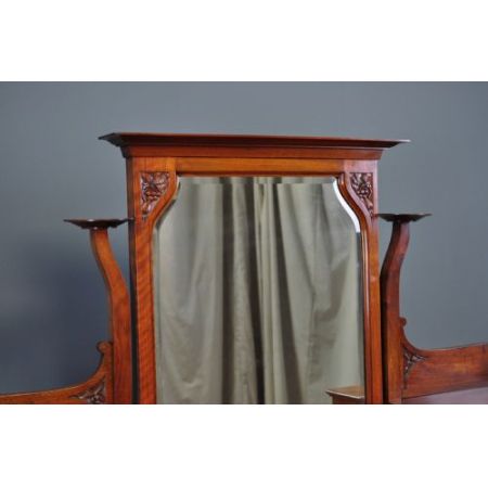 Viktorianischer Arts & Crafts Frisiertisch Nussbaum Garderobe antik britisch ca 1880