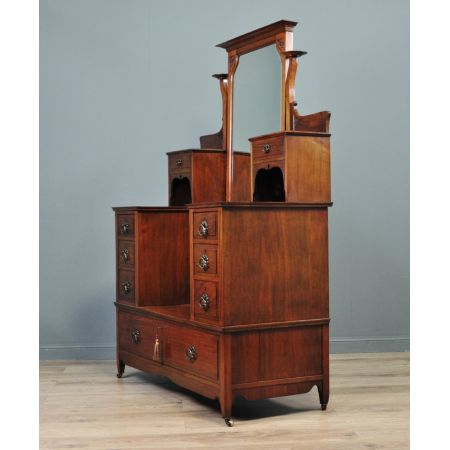 Viktorianischer Arts & Crafts Frisiertisch Nussbaum Garderobe antik britisch ca 1880