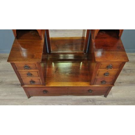 Viktorianischer Arts & Crafts Frisiertisch Nussbaum Garderobe antik britisch ca 1880