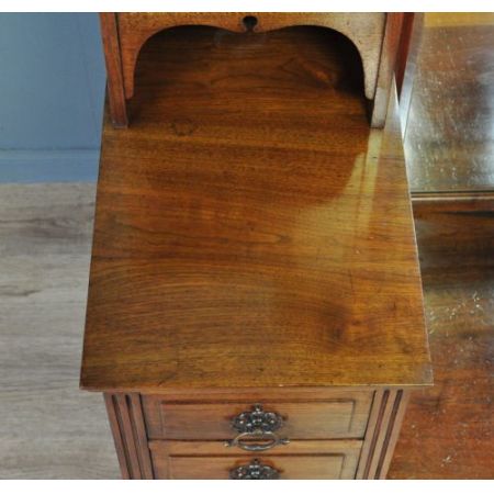 Viktorianischer Arts & Crafts Frisiertisch Nussbaum Garderobe antik britisch ca 1880