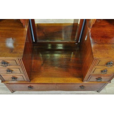 Viktorianischer Arts & Crafts Frisiertisch Nussbaum Garderobe antik britisch ca 1880