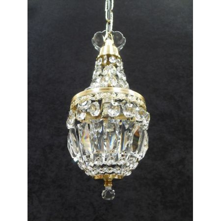 Französischer antiker Art Deco Kronleuchter Kristallglas Messing ca 1920